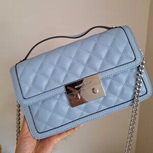 Sloan Small Quilted-Leather Crossbody, PALE BLUE